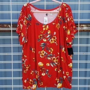 A&I Poppy Red Plus Sized Soft Flowy Shirt 3X